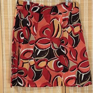 Notations Womens XL Skirt Red Black Flared Floral Maximalist Western Boho Fairy